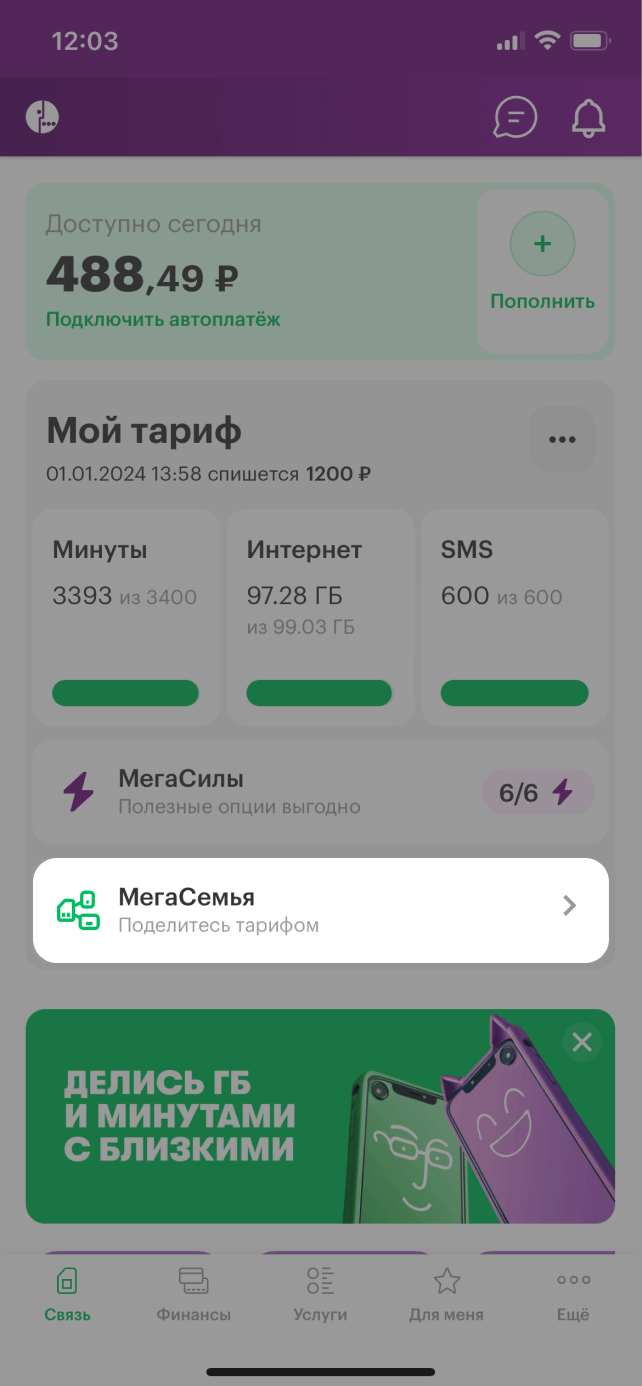 МегаСемья услуга от МегаФона: описание, условия подключения Владимирская  область